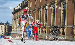 20.03.2013, Stockholm, Sweden (SWE): Len Valjas (CAN), Tomas Northug (NOR), Andrew Newell (USA), (l-r) - FIS world cup cross-country, individual sprint, Stockholm (SWE). www.nordicfocus.com. © Felgenhauer/NordicFocus. Every downloaded picture is fee-liable.