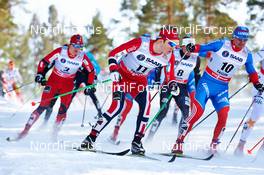 23.03.2013, Falun, Sweden (SWE): Eirik Brandsdal (NOR), Sjur Roethe (NOR), Andrew Newell (USA), Maxim Vylegzhanin (RUS), (l-r) - FIS world cup cross-country, mass men, Falun (SWE). www.nordicfocus.com. © Felgenhauer/NordicFocus. Every downloaded picture is fee-liable.