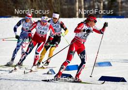 23.03.2013, Falun, Sweden (SWE): Aurore Jean (FRA), Astrid Uhrenholdt Jacobsen (NOR), Ingvild Flugstad Oestberg (NOR), Maiken Caspersen Falla (NOR), (l-r) - FIS world cup cross-country, mass women, Falun (SWE). www.nordicfocus.com. © Felgenhauer/NordicFocus. Every downloaded picture is fee-liable.