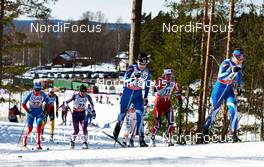 23.03.2013, Falun, Sweden (SWE): Yulia Tchekaleva (RUS), Masako Ishida (JPN), Anne Kylloenen (FIN), Astrid Uhrenholdt Jacobsen (NOR), Kerttu Niskanen (FIN), (l-r) - FIS world cup cross-country, mass women, Falun (SWE). www.nordicfocus.com. © Felgenhauer/NordicFocus. Every downloaded picture is fee-liable.