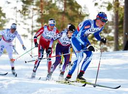 23.03.2013, Falun, Sweden (SWE): Astrid Uhrenholdt Jacobsen (NOR), Masako Ishida (JPN), Kerttu Niskanen (FIN), (l-r) - FIS world cup cross-country, mass women, Falun (SWE). www.nordicfocus.com. © Felgenhauer/NordicFocus. Every downloaded picture is fee-liable.