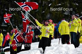26.02.2013, Val di Fiemme, Italy (ITA): norwegian fans - FIS nordic world ski championships, cross-country, 10km women, Val di Fiemme (ITA). www.nordicfocus.com. © Felgenhauer/NordicFocus. Every downloaded picture is fee-liable.