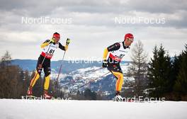 27.02.2013, Val di Fiemme, Italy (ITA): l-r: Hannes Dotzler (GER), Axel Teichmann (GER) - FIS nordic world ski championships, cross-country, 15km men, Val di Fiemme (ITA). www.nordicfocus.com. © Felgenhauer/NordicFocus. Every downloaded picture is fee-liable.