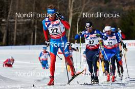 03.03.2013, Val di Fiemme, Italy (ITA): l-r: Dmitriy Japarov (RUS), Jiri Magal (CZE), Lukas Bauer (CZE) - FIS nordic world ski championships, cross-country, mass men, Val di Fiemme (ITA). www.nordicfocus.com. © Felgenhauer/NordicFocus. Every downloaded picture is fee-liable.