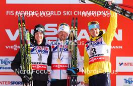 03.03.2013, Val di Fiemme, Italy (ITA): (l-r) Dario Cologna (SUI), Fischer, Swix, Alpina, Rottefella, Odlo, Johan Olsson (SWE), Fischer, Swix, Alpina, Rottefella, Craft and Alexey Poltoranin (KAZ), Fischer, Swix, Rottefella - FIS nordic world ski championships, cross-country, mass men, Val di Fiemme (ITA). www.nordicfocus.com. © Laiho/NordicFocus. Every downloaded picture is fee-liable.