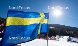 03.03.2013, Val di Fiemme, Italy (ITA): a swedish flag at the stadium - FIS nordic world ski championships, cross-country, mass men, Val di Fiemme (ITA). www.nordicfocus.com. © Laiho/NordicFocus. Every downloaded picture is fee-liable.