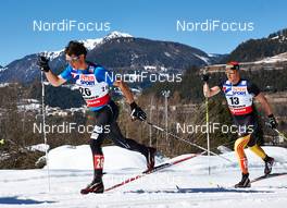 03.03.2013, Val di Fiemme, Italy (ITA): l-r: Noah Hoffman (USA), Jens Filbrich (GER) - FIS nordic world ski championships, cross-country, mass men, Val di Fiemme (ITA). www.nordicfocus.com. © Felgenhauer/NordicFocus. Every downloaded picture is fee-liable.