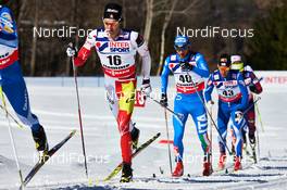 03.03.2013, Val di Fiemme, Italy (ITA): l-r: Alex Harvey (CAN), Mattia Pellegrin (ITA), Tero Similae (FIN) - FIS nordic world ski championships, cross-country, mass men, Val di Fiemme (ITA). www.nordicfocus.com. © Felgenhauer/NordicFocus. Every downloaded picture is fee-liable.