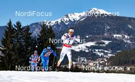 03.03.2013, Val di Fiemme, Italy (ITA): l-r: Mathias Wibault (FRA), Mattia Pellegrin (ITA), Marcus Hellner (SWE) - FIS nordic world ski championships, cross-country, mass men, Val di Fiemme (ITA). www.nordicfocus.com. © Felgenhauer/NordicFocus. Every downloaded picture is fee-liable.