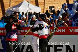 03.03.2013, Val di Fiemme, Italy (ITA): l-r:  Johan Olsson (SWE), Dario Cologna (SUI) - FIS nordic world ski championships, cross-country, mass men, Val di Fiemme (ITA). www.nordicfocus.com. © Felgenhauer/NordicFocus. Every downloaded picture is fee-liable.
