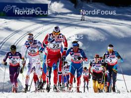 03.03.2013, Val di Fiemme, Italy (ITA): Keishin Yoshida (JPN), Daniel Richardsson (SWE), Eldar Roenning (NOR), Maxim Vylegzhanin (RUS), Jens Filbrich (GER), Alexey Poltoranin (KAZ) - FIS nordic world ski championships, cross-country, mass men, Val di Fiemme (ITA). www.nordicfocus.com. © Felgenhauer/NordicFocus. Every downloaded picture is fee-liable.