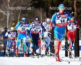 03.03.2013, Val di Fiemme, Italy (ITA): l-r: Mattia Pellegrin (ITA), Jiri Magal (CZE), Alexander Bessmertnykh (RUS) - FIS nordic world ski championships, cross-country, mass men, Val di Fiemme (ITA). www.nordicfocus.com. © Felgenhauer/NordicFocus. Every downloaded picture is fee-liable.