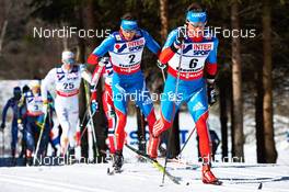 03.03.2013, Val di Fiemme, Italy (ITA): l-r: Alexander Legkov (RUS), Maxim Vylegzhanin (RUS) - FIS nordic world ski championships, cross-country, mass men, Val di Fiemme (ITA). www.nordicfocus.com. © Felgenhauer/NordicFocus. Every downloaded picture is fee-liable.
