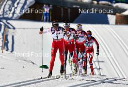 02.03.2013, Val di Fiemme, Italy (ITA): l-r: Justyna Kowalczyk (POL), Marit Bjoergen (NOR), Therese Johaug (NOR), Heidi Weng (NOR) - FIS nordic world ski championships, cross-country, mass women, Val di Fiemme (ITA). www.nordicfocus.com. © Felgenhauer/NordicFocus. Every downloaded picture is fee-liable.