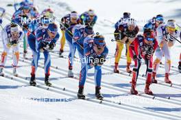 02.03.2013, Val di Fiemme, Italy (ITA): (l-r) Anne Kylloenen (FIN), Fischer, Swix, Rottefella, Craft, Kerttu Niskanen (FIN), Fischer, Swix, Rottefella, Craft and Heidi Weng (NOR), Madshus, Swix, Alpina, Rottefella - FIS nordic world ski championships, cross-country, mass women, Val di Fiemme (ITA). www.nordicfocus.com. © Laiho/NordicFocus. Every downloaded picture is fee-liable.