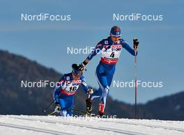 02.03.2013, Val di Fiemme, Italy (ITA): l-r: Aino-Kaisa Saarinen (FIN), Anne Kylloenen (FIN) - FIS nordic world ski championships, cross-country, mass women, Val di Fiemme (ITA). www.nordicfocus.com. © Felgenhauer/NordicFocus. Every downloaded picture is fee-liable.