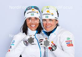 24.02.2013, Val di Fiemme, Italy (ITA): l-r: Charlotte Kalla (SWE), Ida Ingemarsdotter (SWE) - FIS nordic world ski championships, cross-country, medals, Val di Fiemme (ITA). www.nordicfocus.com. © Felgenhauer/NordicFocus. Every downloaded picture is fee-liable.