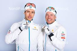 24.02.2013, Val di Fiemme, Italy (ITA): l-r: Marcus Hellner (SWE), Emil Joensson (SWE) - FIS nordic world ski championships, cross-country, medals, Val di Fiemme (ITA). www.nordicfocus.com. © Felgenhauer/NordicFocus. Every downloaded picture is fee-liable.