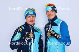 24.02.2013, Val di Fiemme, Italy (ITA): l-r: Nikolay Chebotko (KAZ), Alexey Poltoranin (KAZ) - FIS nordic world ski championships, cross-country, medals, Val di Fiemme (ITA). www.nordicfocus.com. © Felgenhauer/NordicFocus. Every downloaded picture is fee-liable.