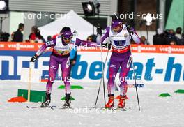 01.03.2013, Val di Fiemme, Italy (ITA): (l-r) Nobu Naruse (JPN), Rossignol, Swix, Rottefella and Akira Lenting (JPN), Fischer - FIS nordic world ski championships, cross-country, 4x10km men, Val di Fiemme (ITA). www.nordicfocus.com. © Laiho/NordicFocus. Every downloaded picture is fee-liable.