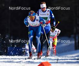 01.03.2013, Val di Fiemme, Italy (ITA): l-r: Ville Nousiainen (FIN), Lukas Bauer (CZE) - FIS nordic world ski championships, cross-country, 4x10km men, Val di Fiemme (ITA). www.nordicfocus.com. © Felgenhauer/NordicFocus. Every downloaded picture is fee-liable.