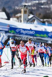 01.03.2013, Val di Fiemme, Italy (ITA): (l-r) Andrew Nevell (USA), Fischer, Swix, Salomon and Tord Asle Gjerdalen (NOR), Atomic, One Way, Salomon, Swix, Skigo - FIS nordic world ski championships, cross-country, 4x10km men, Val di Fiemme (ITA). www.nordicfocus.com. © Laiho/NordicFocus. Every downloaded picture is fee-liable.