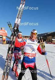 01.03.2013, Val di Fiemme, Italy (ITA): (l-r) Petter Northug (NOR), Fischer, Swix, Alpina, Rottefella and Eldar Roenning (NOR), Rorrignol, Swix, Rottefella  - FIS nordic world ski championships, cross-country, 4x10km men, Val di Fiemme (ITA). www.nordicfocus.com. © Laiho/NordicFocus. Every downloaded picture is fee-liable.
