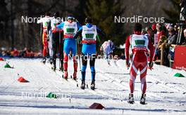 01.03.2013, Val di Fiemme, Italy (ITA): l-r: Devon Kershaw (CAN), Maxim Vylegzhanin (RUS), Oleksii Krasovskyi (UKR), Sebastian Gazurek (POL) - FIS nordic world ski championships, cross-country, 4x10km men, Val di Fiemme (ITA). www.nordicfocus.com. © Felgenhauer/NordicFocus. Every downloaded picture is fee-liable.
