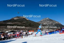 01.03.2013, Val di Fiemme, Italy (ITA): (l-r) Kris Freeman (USA), Fischer, Swix, Alpina, Rottefella, Dario Cologna (SUI), Fischer, Swix, Alpina, Rottefella, Odlo and Giorgio di Centa (ITA), Fischer, Swix, Alpina, Rottefella, Rudy Project - FIS nordic world ski championships, cross-country, 4x10km men, Val di Fiemme (ITA). www.nordicfocus.com. © Laiho/NordicFocus. Every downloaded picture is fee-liable.