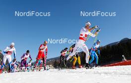 01.03.2013, Val di Fiemme, Italy (ITA): (l-r) Peeter Kummel (EST), Fischer, Swix, Alpina, Rottefella, Hiroyuki Miyazawa (JPN), Fischer, Swix, Rottefella, Tord Asle Gjerdalen (NOR), Atomic, One Way, Salomon, Swix, Skigo and Daniel Rickardsson (SWE), Fischer, One Way, Rottefella, Craft - FIS nordic world ski championships, cross-country, 4x10km men, Val di Fiemme (ITA). www.nordicfocus.com. © Laiho/NordicFocus. Every downloaded picture is fee-liable.