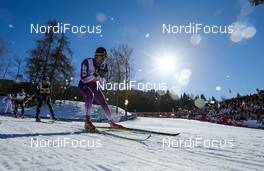 01.03.2013, Val di Fiemme, Italy (ITA): Keishin Yoshida (JPN), Fischer, Swix, Alpina, Rottefella followed by Dario Cologna (SUI), Fischer, Swix, Alpina, Rottefella, Odlo - FIS nordic world ski championships, cross-country, 4x10km men, Val di Fiemme (ITA). www.nordicfocus.com. © Laiho/NordicFocus. Every downloaded picture is fee-liable.