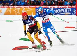 23.02.2013, Val di Fiemme, Italy (ITA): l-r: Hannes Dotzler (GER), Dietmar Noeckler (ITA) - FIS nordic world ski championships, cross-country, skiathlon men, Val di Fiemme (ITA). www.nordicfocus.com. © Felgenhauer/NordicFocus. Every downloaded picture is fee-liable.