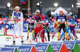 23.02.2013, Val di Fiemme, Italy (ITA):  (l-r) Daniel Rickardsson (SWE), Fischer, One Way, Rottefella, Craft, Martin Johnsrud Sundby (NOR), Fischer, KV+, Rottefella, Swix and Tobias Angerer (GER), Fischer, One Way, Rottefella, Adidas - FIS nordic world ski championships, cross-country, skiathlon men, Val di Fiemme (ITA). www.nordicfocus.com. © Laiho/NordicFocus. Every downloaded picture is fee-liable.