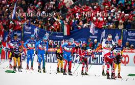 23.02.2013, Val di Fiemme, Italy (ITA): l-r: Keishin Yoshida (JPN), Giorgio Di Centa (ITA), Dietmar Noeckler (ITA), Tobias Angerer (GER), Alexander Legkov (RUS), Martin Johnsrud Sundby (NOR), Hannes Dotzler (GER) - FIS nordic world ski championships, cross-country, skiathlon men, Val di Fiemme (ITA). www.nordicfocus.com. © Felgenhauer/NordicFocus. Every downloaded picture is fee-liable.