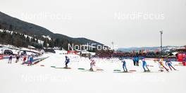 23.02.2013, Val di Fiemme, Italy (ITA): the top group passing the stadium - FIS nordic world ski championships, cross-country, skiathlon men, Val di Fiemme (ITA). www.nordicfocus.com. © Felgenhauer/NordicFocus. Every downloaded picture is fee-liable.