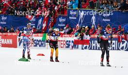 23.02.2013, Val di Fiemme, Italy (ITA): l-r: Celia Aymonier (FRA), Sandra Ringwald (GER), Sadie Bjornsen (USA) - FIS nordic world ski championships, cross-country, skiathlon women, Val di Fiemme (ITA). www.nordicfocus.com. © Felgenhauer/NordicFocus. Every downloaded picture is fee-liable.