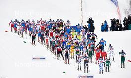 23.02.2013, Val di Fiemme, Italy (ITA): women's start - FIS nordic world ski championships, cross-country, skiathlon women, Val di Fiemme (ITA). www.nordicfocus.com. © Felgenhauer/NordicFocus. Every downloaded picture is fee-liable.