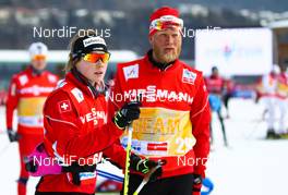 20.02.2013, Val di Fiemme, Italy (ITA): (l-r) Laurien van der Graaff (SUI), Rossignol, One Way, Rottefella, Odlo and the trainer Tor Arne Hetland (NOR)  - FIS nordic world ski championships, cross-country, training, Val di Fiemme (ITA). www.nordicfocus.com. © Laiho/NordicFocus. Every downloaded picture is fee-liable.