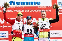 19.02.2013, Val di Fiemme, Italy (ITA): Pavel Andreiv (KGZ), Viorel Andrei Palici (ROU), Martin Moeller (DAN) - FIS nordic world ski championships, cross-country, training, Val di Fiemme (ITA). www.nordicfocus.com. © Felgenhauer/NordicFocus. Every downloaded picture is fee-liable.