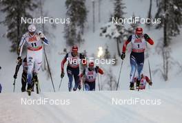 29.11.2013, Kuusamo, Finland (FIN): (l-r) Calle Halfvarsson (SWE), Fischer, Skigo, Salomon, Craft, Dmitriy Japarov (RUS), Fischer, Swix, Alpina, Rottefella, Adidas and Anton Gafarov (RUS), Salomon, Swix, Adidas - FIS world cup cross-country, individual sprint, Kuusamo (FIN). www.nordicfocus.com. © Laiho/NordicFocus. Every downloaded picture is fee-liable.