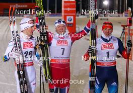 29.11.2013, Kuusamo, Finland (FIN): (l-r) Teodor Peterson (SWE), Rossignol, Skigo, Rottefella, Craft, Eirik Brandsdal (NOR), Fischer, Swix, Alpina, Rottefella and Anton Gafarov (RUS), Salomon, Swix, Adidas - FIS world cup cross-country, individual sprint, Kuusamo (FIN). www.nordicfocus.com. © Laiho/NordicFocus. Every downloaded picture is fee-liable.