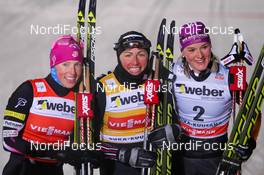 29.11.2013, Kuusamo, Finland (FIN): (l-r) Kikkan Randall (USA), Fischer, Swix, Salomon, Justyna Kowalczyk (POL), Fischer, Swix, Rottefella and Denise Hermann (GER), Fischer, Swix, Apina, Rottefella, Adidas - FIS world cup cross-country, individual sprint, Kuusamo (FIN). www.nordicfocus.com. © Laiho/NordicFocus. Every downloaded picture is fee-liable.