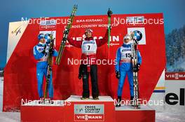 01.12.2013, Kuusamo, Finland (FIN): Maxim Vylegzhanin (RUS), Martin Johnsrud Sundby (NOR), Alexander Legkov (RUS), (l-r) - FIS world cup cross-country, pursuit men, Kuusamo (FIN). www.nordicfocus.com. © Felgenhauer/NordicFocus. Every downloaded picture is fee-liable.
