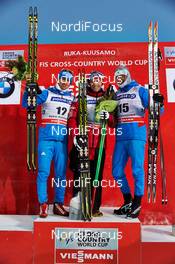 01.12.2013, Kuusamo, Finland (FIN): Maxim Vylegzhanin (RUS), Martin Johnsrud Sundby (NOR), Alexander Legkov (RUS), (l-r) - FIS world cup cross-country, pursuit men, Kuusamo (FIN). www.nordicfocus.com. © Felgenhauer/NordicFocus. Every downloaded picture is fee-liable.
