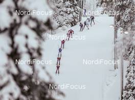 01.12.2013, Kuusamo, Finland (FIN): the chasing group in a downhill - FIS world cup cross-country, pursuit women, Kuusamo (FIN). www.nordicfocus.com. © Laiho/NordicFocus. Every downloaded picture is fee-liable.
