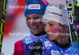 08.12.2013, Lillehammer, Norway (NOR): (l-r) Sadie Bjornsen (USA), Fischer, Swix, Salomon and Jessica Diggins (USA), Salomon, One Way - FIS world cup cross-country, 4x5km women, Lillehammer (NOR). www.nordicfocus.com. © Laiho/NordicFocus. Every downloaded picture is fee-liable.