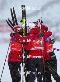 08.12.2013, Lillehammer, Norway (NOR): team Norway celebrating the victory - FIS world cup cross-country, 4x5km women, Lillehammer (NOR). www.nordicfocus.com. © Laiho/NordicFocus. Every downloaded picture is fee-liable.