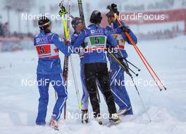 08.12.2013, Lillehammer, Norway (NOR): (l-r) Aino-Kaisa Saarinen (FIN), Rossignol, One Way, Rottefella, Craft, Krista Laehteenmaeki (FIN), Madshus, Rottefella, Craft, Anne Kylloenen (FIN), Fischer, Swix, Rottefella, Craft and Kerttu Niskanen (FIN), Fischer, Yoko, Rottefella, Craft - FIS world cup cross-country, 4x5km women, Lillehammer (NOR). www.nordicfocus.com. © Laiho/NordicFocus. Every downloaded picture is fee-liable.