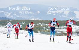 21.12.2013, Asiago, Italy (ITA): Robin Bryntesson (SWE), Sindre Bjoernestad Skar (NOR), Nikita Kriukov (RUS), Alexey Petukhov (RUS), Eldar Roenning (NOR), (l-r) - FIS world cup cross-country, individual sprint, Asiago (ITA). www.nordicfocus.com. © Felgenhauer/NordicFocus. Every downloaded picture is fee-liable.