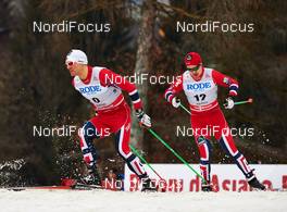 21.12.2013, Asiago, Italy (ITA): Oeystein Pettersen (NOR), Sondre Turvoll Fossli (NOR), (l-r) - FIS world cup cross-country, individual sprint, Asiago (ITA). www.nordicfocus.com. © Felgenhauer/NordicFocus. Every downloaded picture is fee-liable.